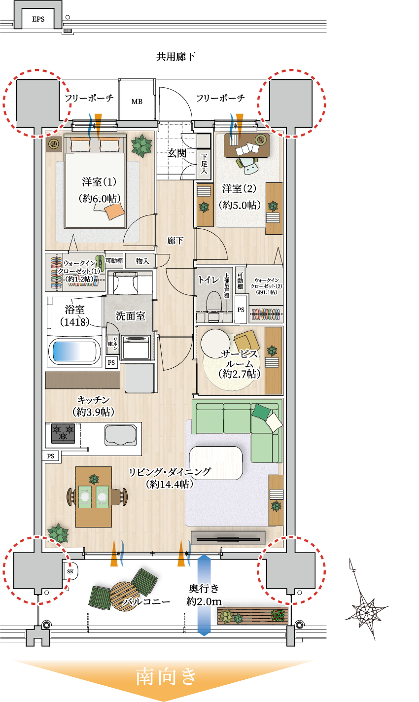 c2タイプの間取り図