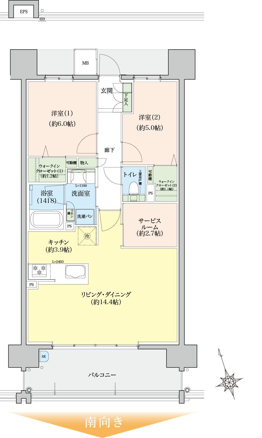 c2タイプの間取り図