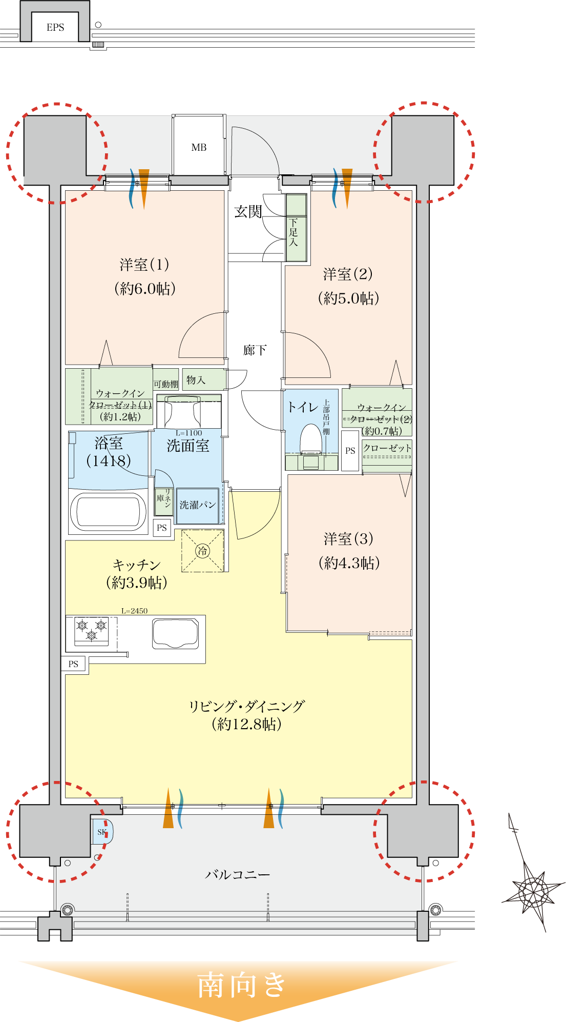 C1タイプの間取り図