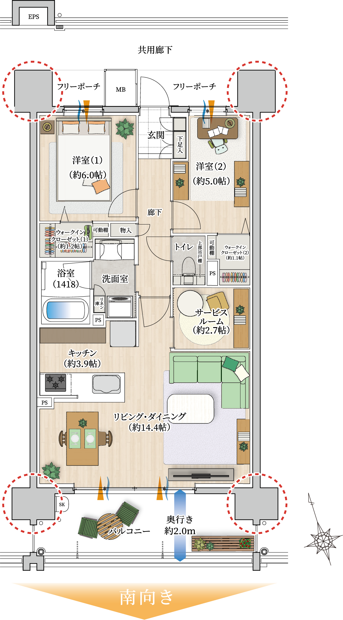 C2タイプの間取り図