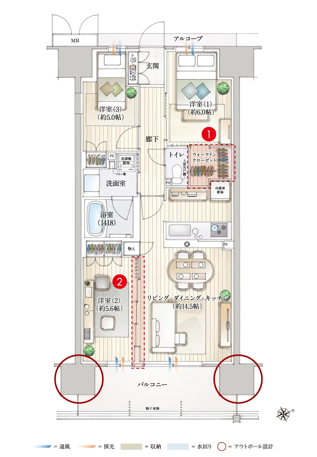 ftype基本プラン 家具付き間取り