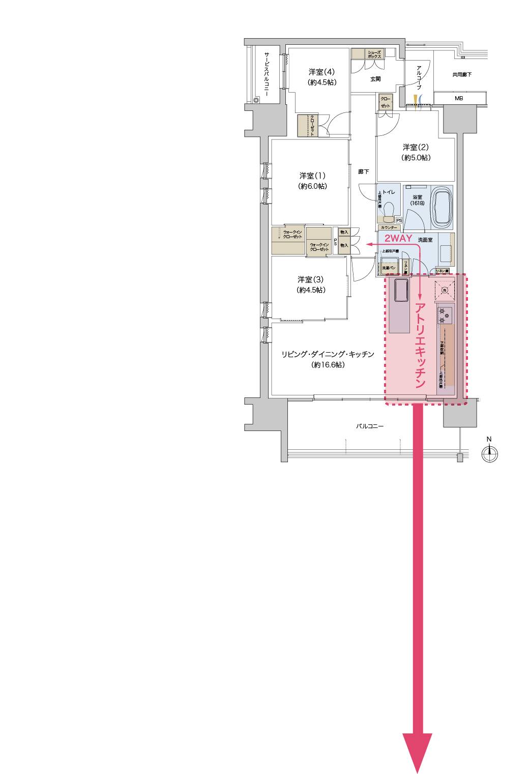 アトリエキッチン間取り図