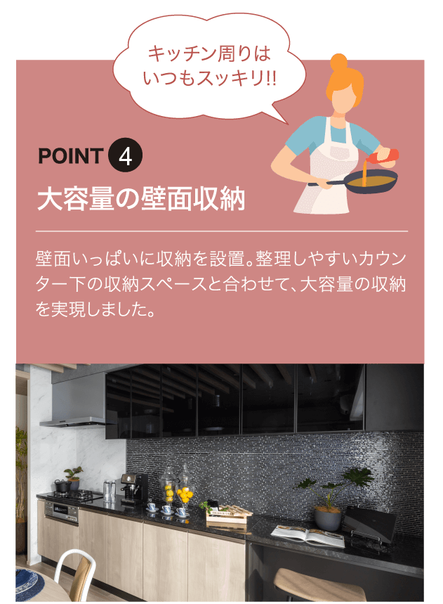 大容量の壁面収納
