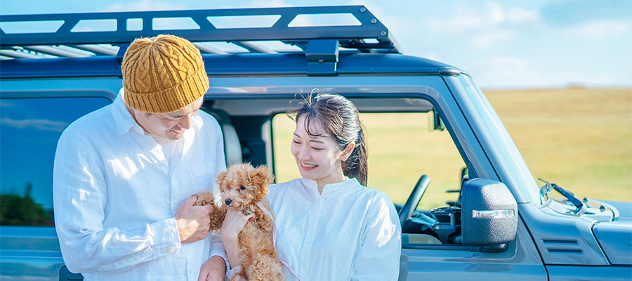 ペットとお出かけする様子