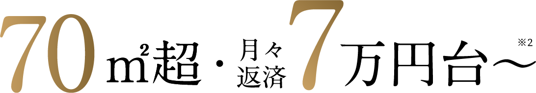 販売価格(税込)70㎡超月々返済7万円台〜