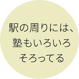 駅の周りには、塾もいろいろそろってる