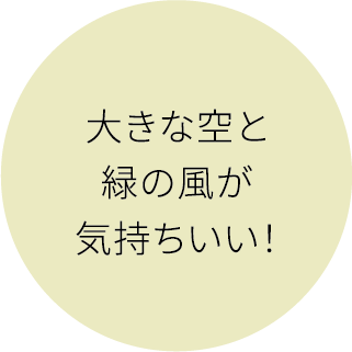 大きな空と緑の風が気持ちいい！