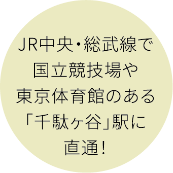 JR中央・総武線で国立競技場や東京体育館のある「千駄ヶ谷」駅に直通！