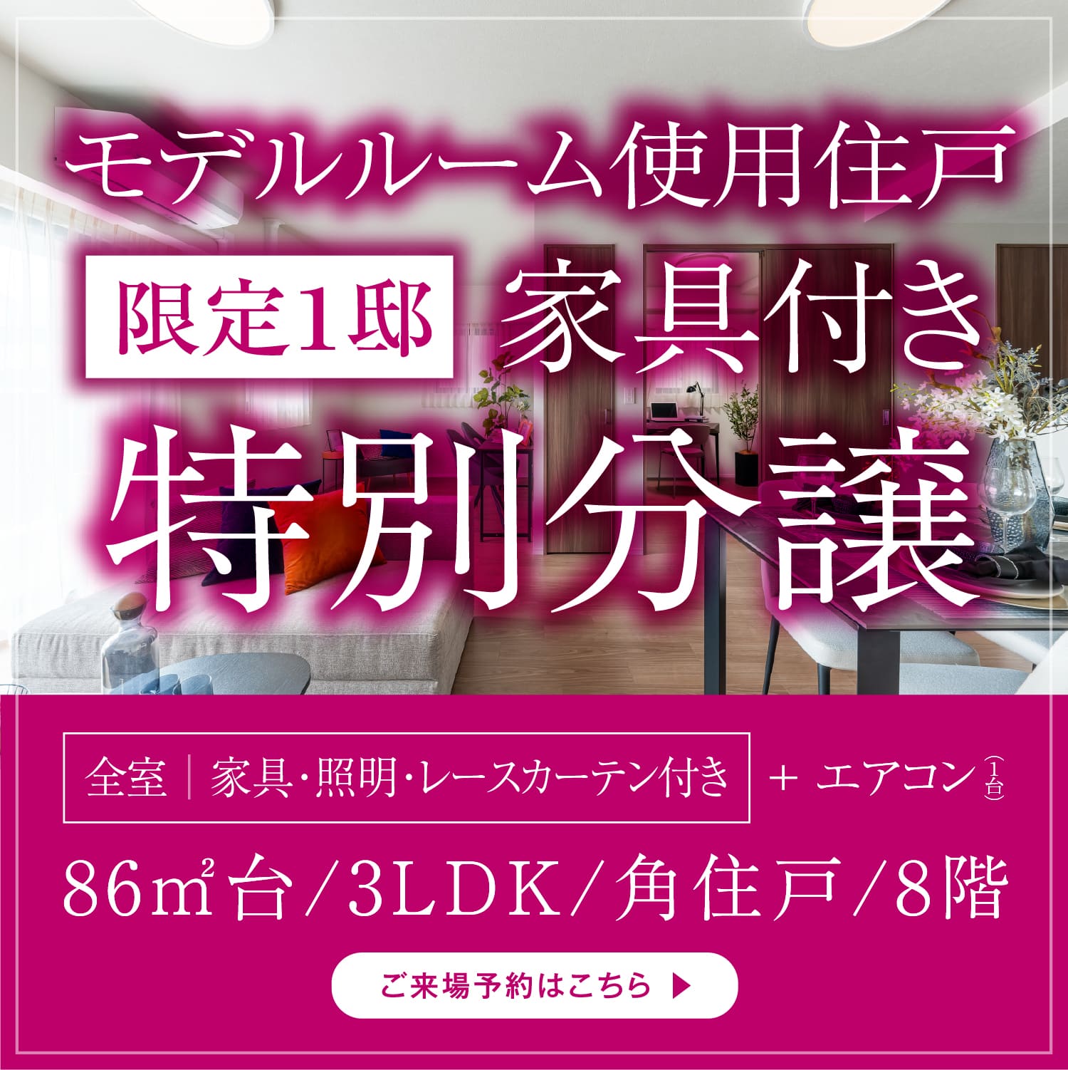 モデルルーム使用住戸［限定1邸］家具付き特別分譲