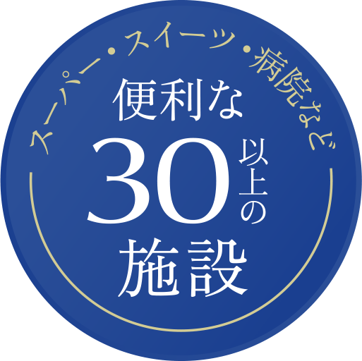 スーパー・スイーツ・病院など便利な30以上の施設
