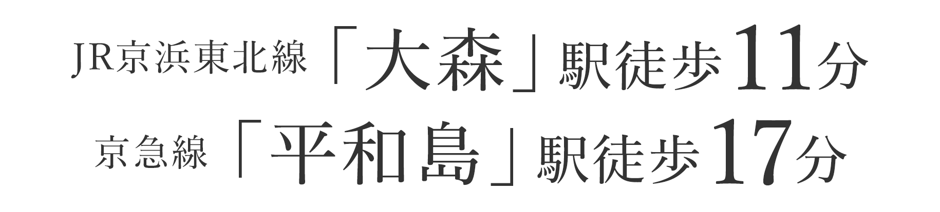 JR京浜東北線「大森」駅徒歩11分・京急線「平和島」駅徒歩17分